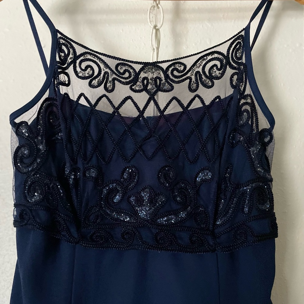 Vintage Embroidered Blue Prom Dress